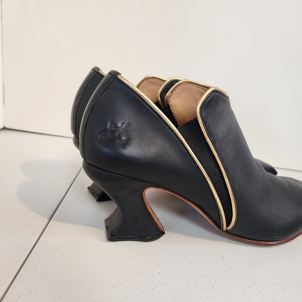 John Fluevog Super Fine Prestige Black Leather Slip On High Heel Shoes Size 9.5 - Picture 7 of 15